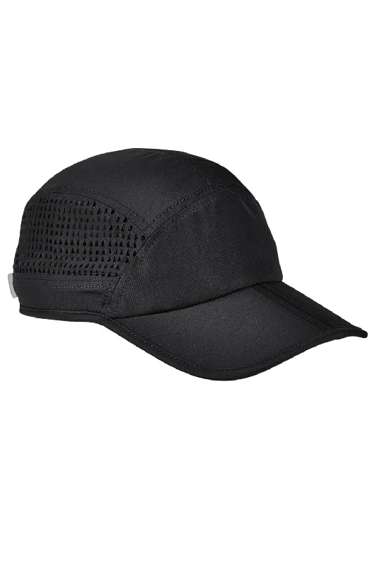 Mens hats for workouts-Big Accessories Mens Performance Foldable Bill Adjustable Hat - Black