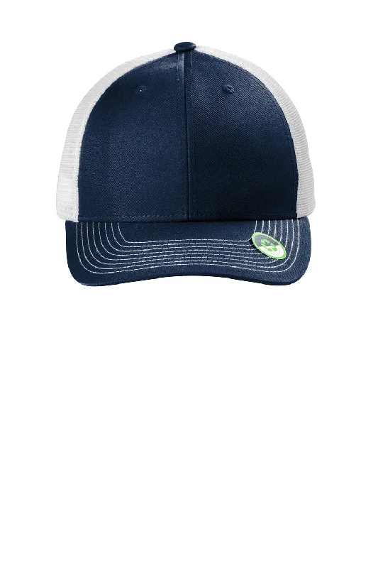 Mens hats for adventure sports-Port Authority Mens Eco Snapback Trucker Hat - True Navy Blue/White