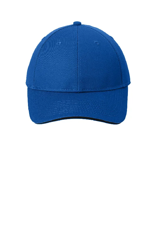 Mens hats in bulk-Port & Company Mens Sandwich Bill Adjustable Hat - Royal Blue/Black