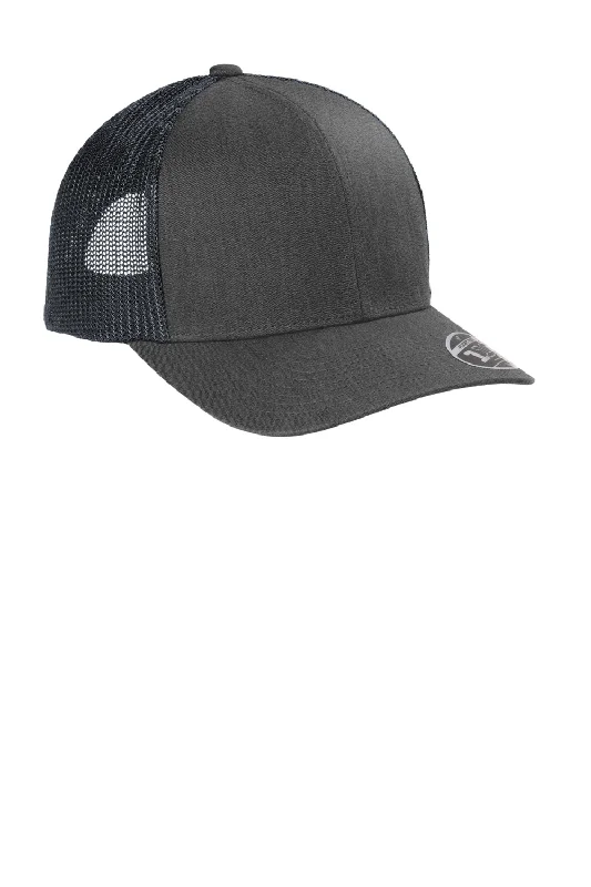 Mens hats with dry technology-TravisMathew Mens Cruz Adjustable Trucker Hat - Heather Black