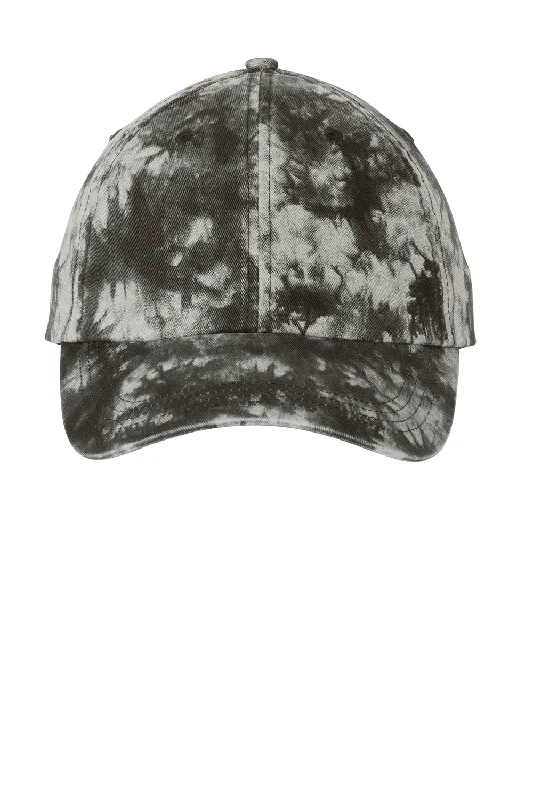 Mens hats with thick fabric-Port Authority Mens Tie Dye Adjustable Hat - Black