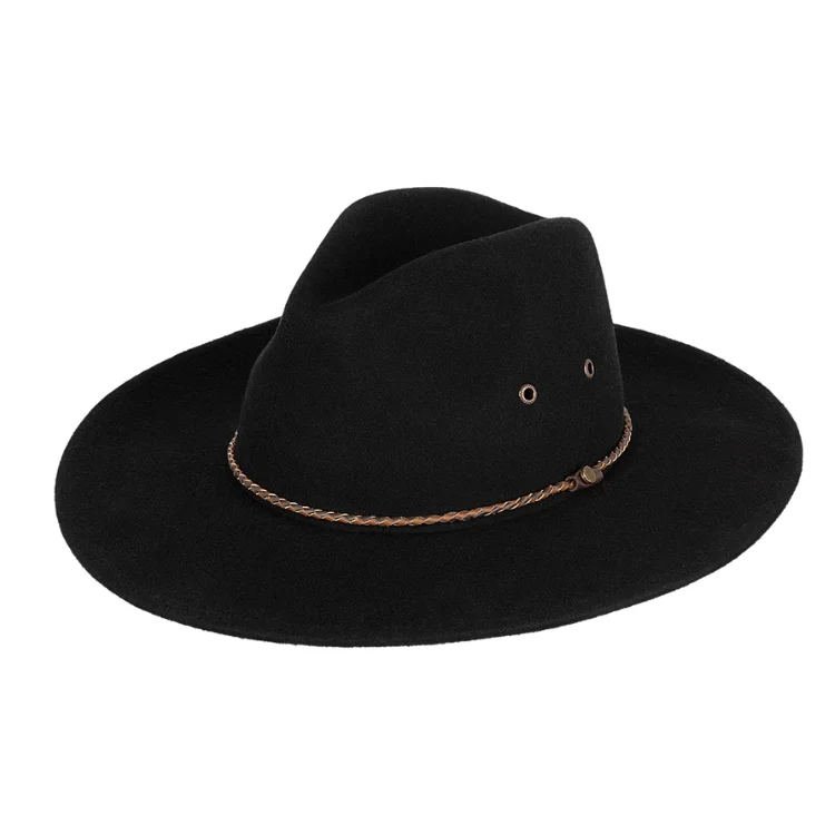 Beanies & Headbands with Plush Texture-Kooringal Wide Brim Fedora Marshall - Black