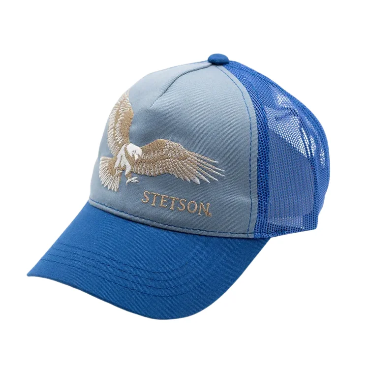 Beanies & Headbands with Fade Resistance-Stetson Eagle Trucker - Blue