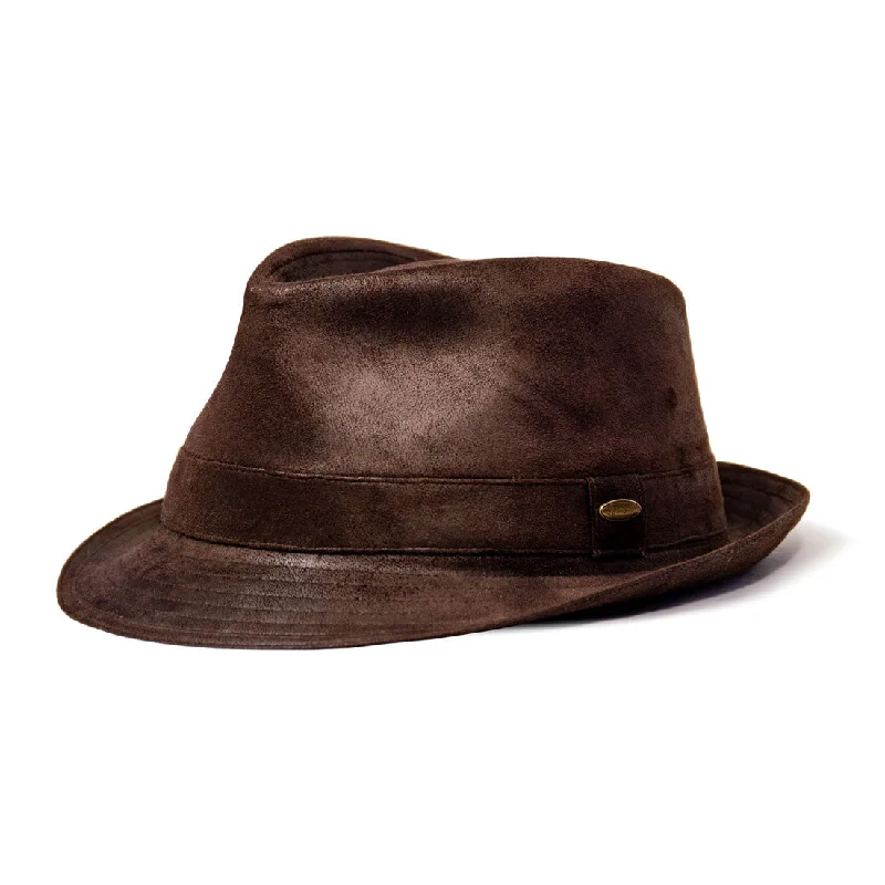 Beanies & Headbands with Eco-Friendly Fabric-Saint Martin - Faux Leather Trilby Fedora