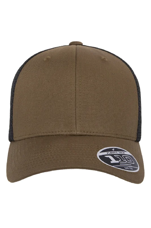 Mens hats with fuzzy feel-Flexfit Mens Mesh Adjustable Hat - Coyote Brown/Black