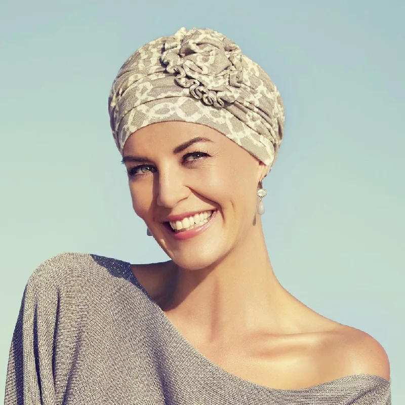 Beanies & Headbands with Shiny Colors-Christine Lotus Turban Linen  - Twisted Ribbons