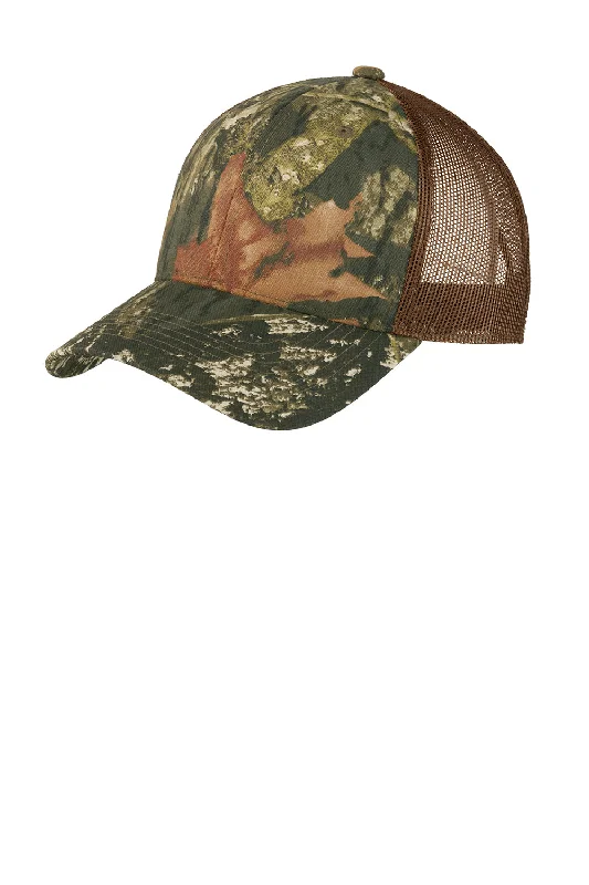 Mens hats for winter evenings-Port Authority Mens Camouflage Mesh Back Adjustable Hat - Mossy Oak New Break Up/Brown