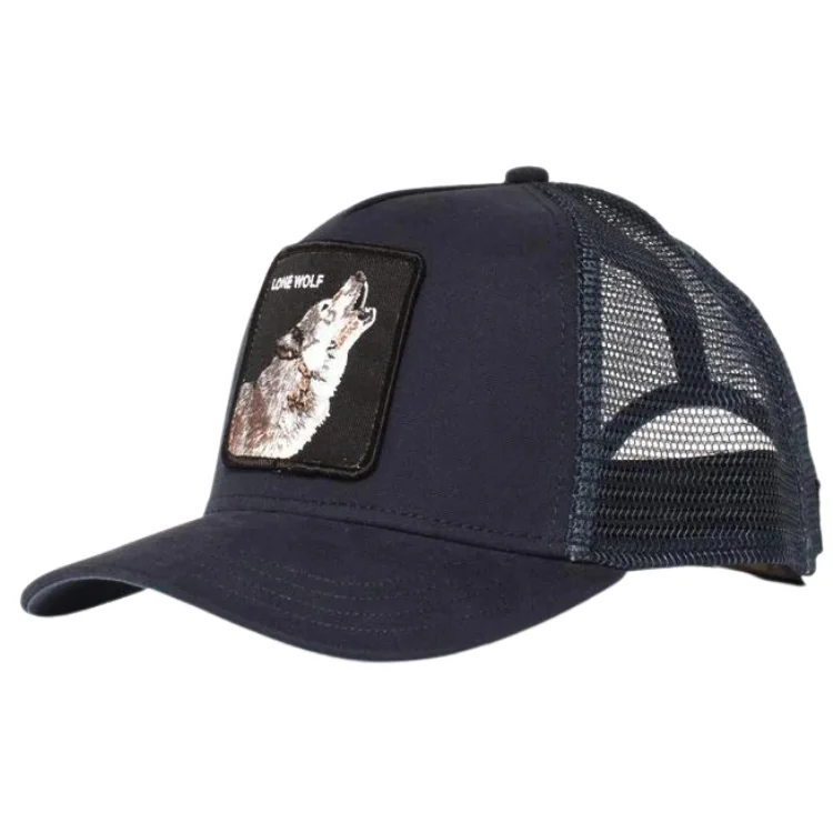 Beanies & Headbands for Muddy Days-Goorin Brothers Lone Wolf Trucker Cap - Navy