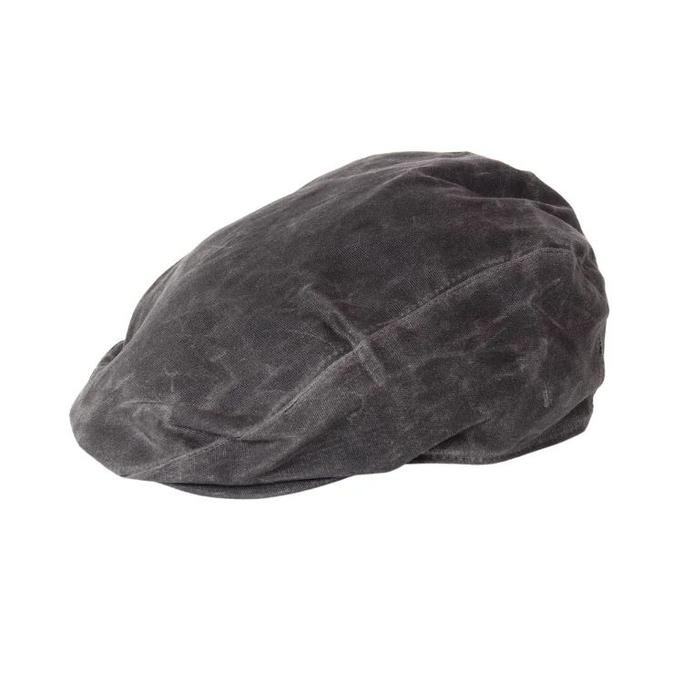 Beanies & Headbands with Soft Tones-Avenel Of Melbourne Waxed Cotton Ivy Cap - Charcoal