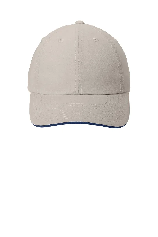 Mens hats for strength training-Port Authority Mens Cool Max Moisture Wicking Adjustable Hat - Beige/Navy Blue