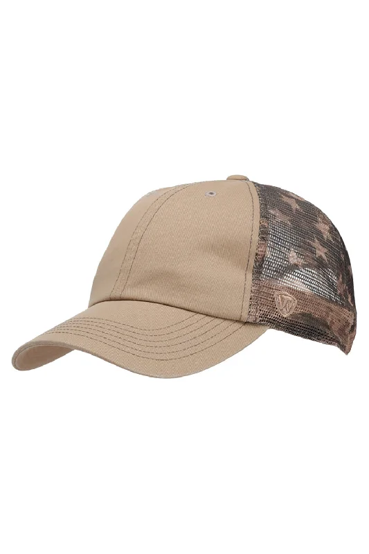 Mens hats with thick comfort-J America Mens Offroad Snapback Hat - Khaki Flagtacular