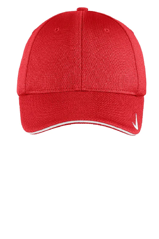 Mens hats with plush fabric-Nike Mens Dri-Fit Moisture Wicking Stretch Fit Hat - Sport Red