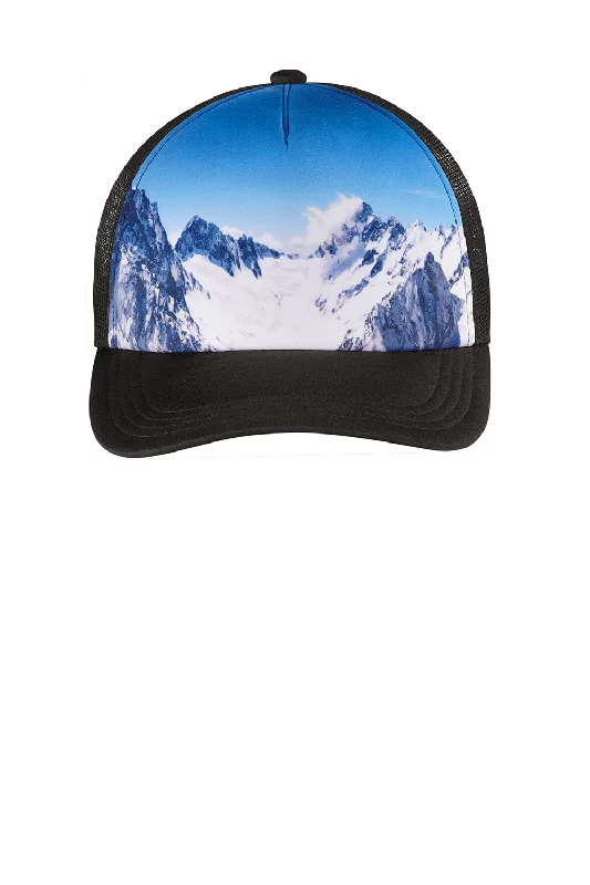 Mens hats with unique prints-Port Authority Mens Real Photo Snapback Trucker Hat - Snow Caps