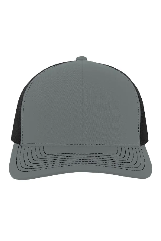 Mens hats with muted colors-Pacific Headwear Mens Contrast Stitch Snapback Mesh Trucker Hat - Graphite Grey/Black