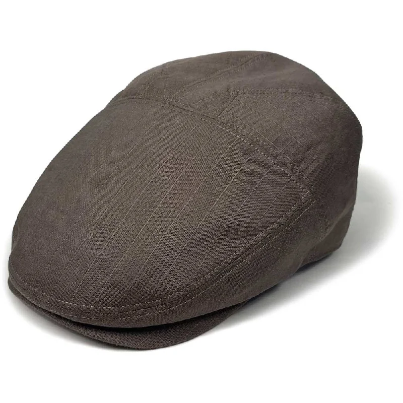 Beanies & Headbands with Solid Crown-Saint Martin – Linen Pinstripe Driver Cap