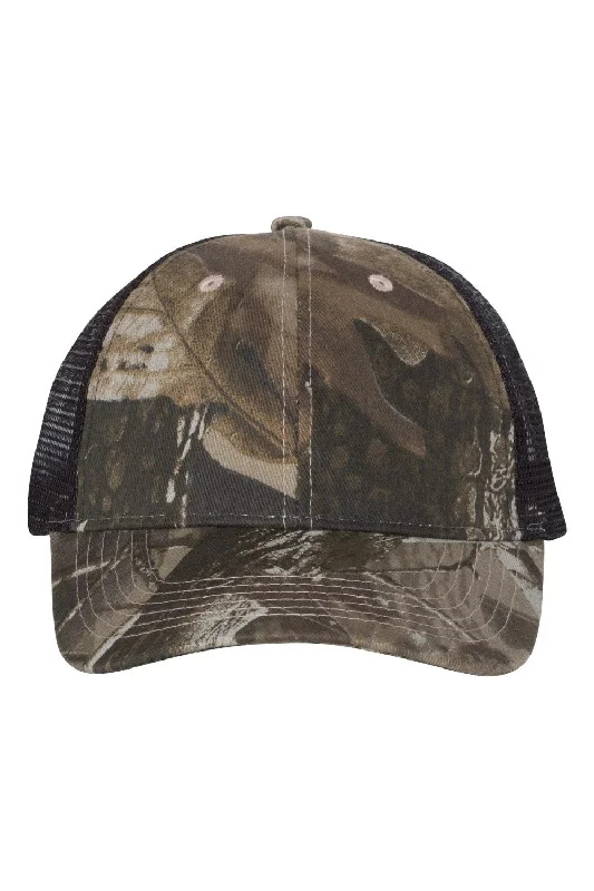 Mens hats with subtle patterns-Kati Mens Camo Mesh Back Adjustable Hat - Realtree Hardwoods/Black