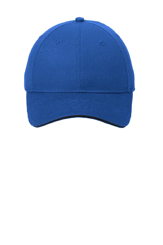 Mens hats with tough texture-Port & Company Mens Sandwich Bill Adjustable Hat - Royal Blue/Black