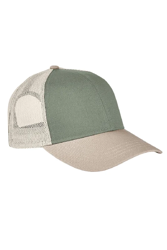 Mens hats for rainy seasons-Authentic Pigment Mens Tri Color Adjustable Trucker Hat - Cilantro Green/Stone/Kkahi