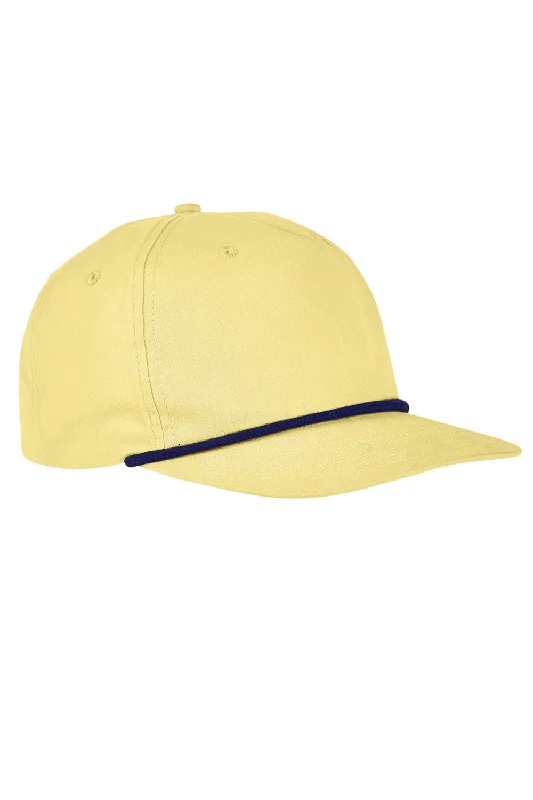 Mens hats for distance running-Big Accessories Mens Adjustable Rope Hat - Yellow/Navy Blue