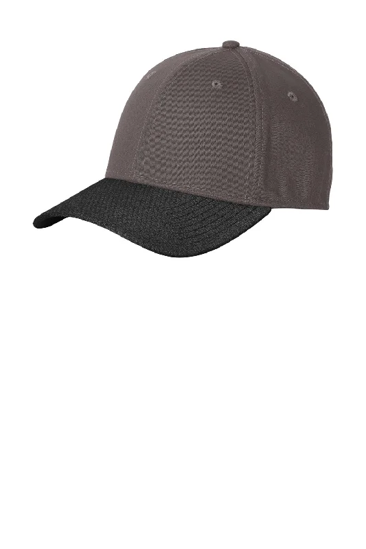 Mens hats for biking-New Era Mens Moisture Wicking Striped Stretch Fit Hat - Graphite Grey/Black