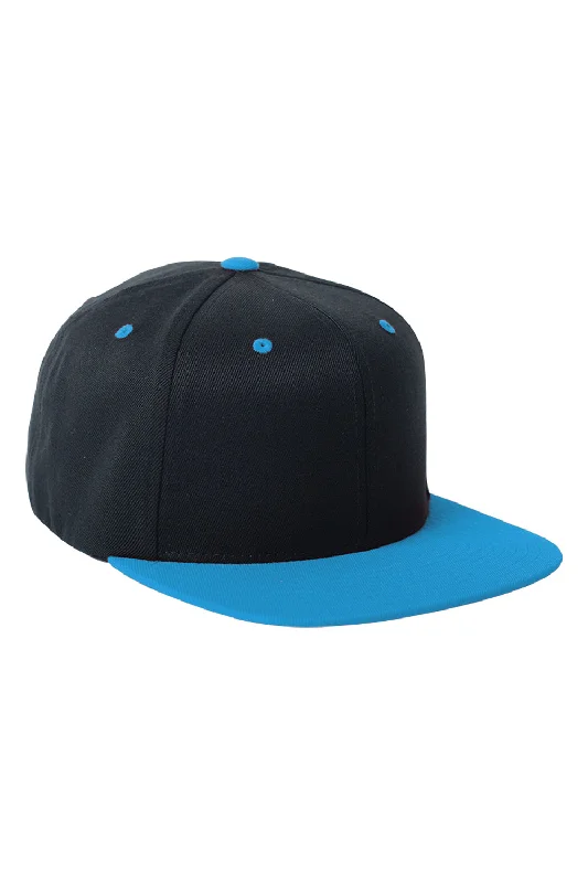 Mens hats with pastel tones-Flexfit Mens Adjustable Hat - Black/Teal Blue