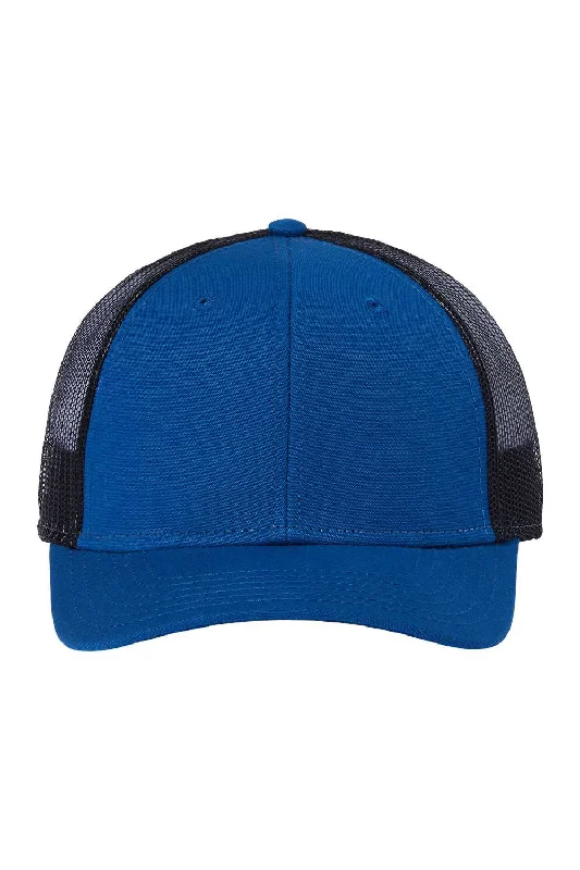 Mens hats with flexible fit-Atlantis Headwear Mens Sustainable Recycled Three Snapback Trucker Hat - Royal Blue/Black