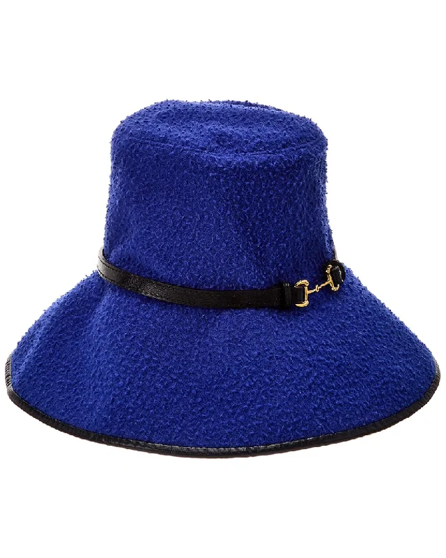 Wool hats for seasonal adventures-Gucci Wool Leather-Trim Hat