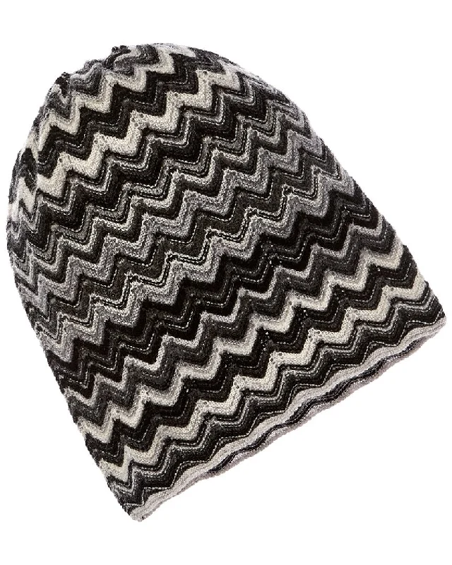 Womens Hats with pleated edges-Forte Cashmere Zig Zag Cashmere Pull On Hat