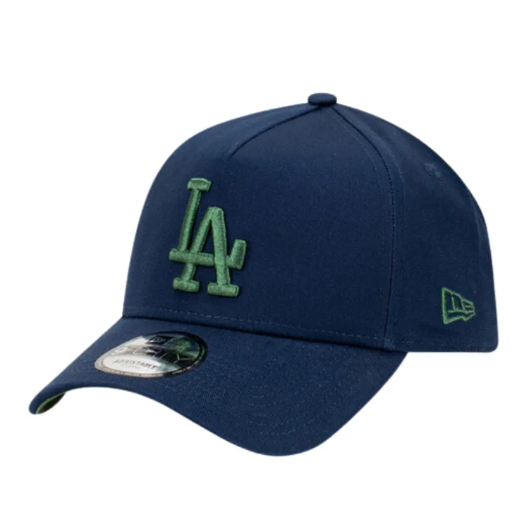 Beanies & Headbands with Sustainable Materials-New Era Los Angeles Dodgers 9FORTY A Frame Cap - Oceanside Blue/Rifle Green