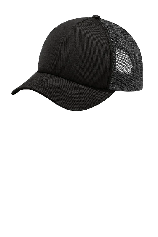 Mens hats for comfy evenings-Port Authority Mens Twill Foam Adjustable Trucker Hat - Black