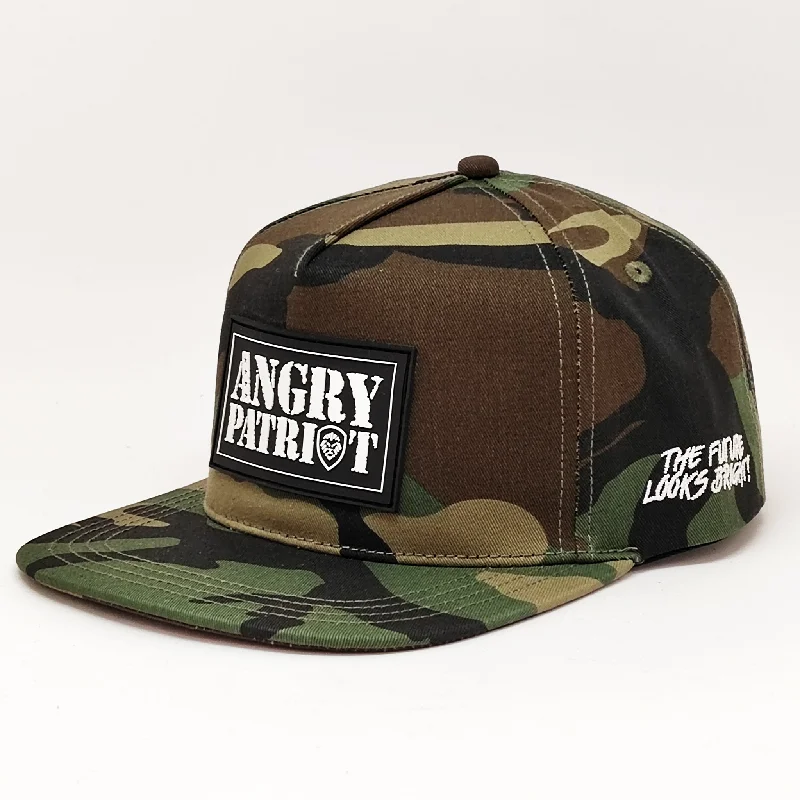 Beanies & Headbands for Rough Duty-Angry Patriot Patch Flat Bill Snapback Hat