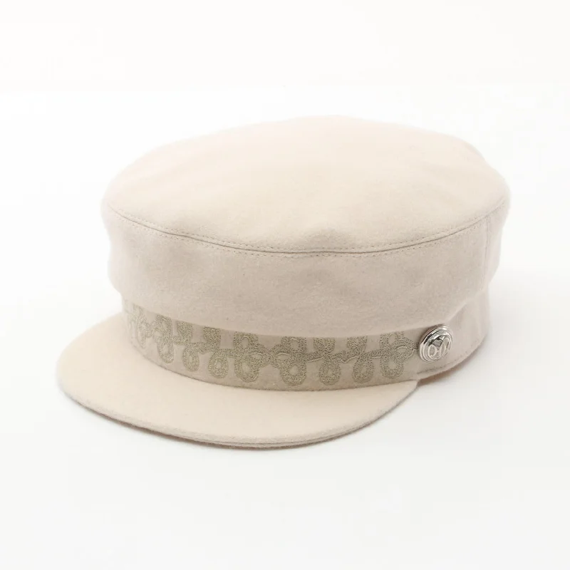 Wool hats for winter campouts-Hermes Wool Hat Beige