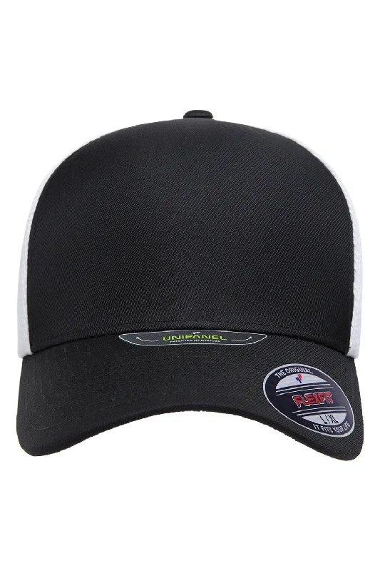 Mens hats with plush padding-Flexfit Mens UniPanel Stretch Fit Hat - Black/White