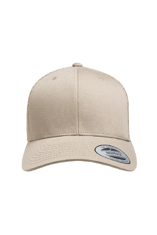 Mens hats for power walking-Yupoong Mens Adjustable Trucker Hat - Khaki