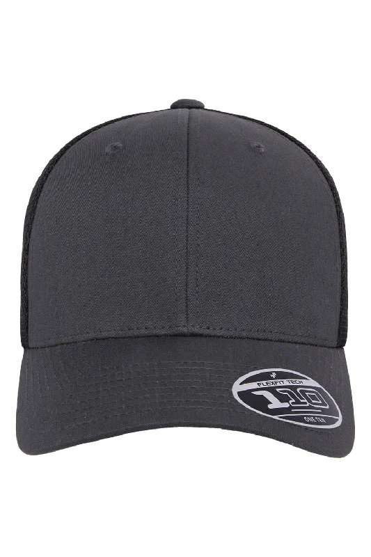 Mens hats with quick-dry fabric-Flexfit Mens Mesh Adjustable Hat - Charcoal Grey/Black