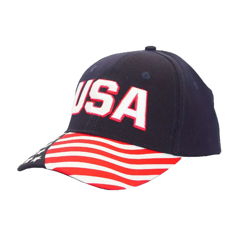 Beanies & Headbands with Bold Retro-Cotton Twill USA Flag Cap