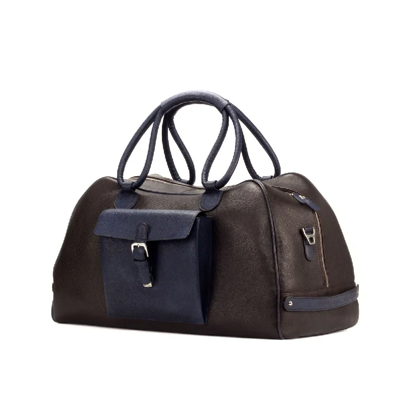 Mens hats for trendy looks-DapperFam Luxe Men's Travel Duffle in Dark Brown Painted Full Grain