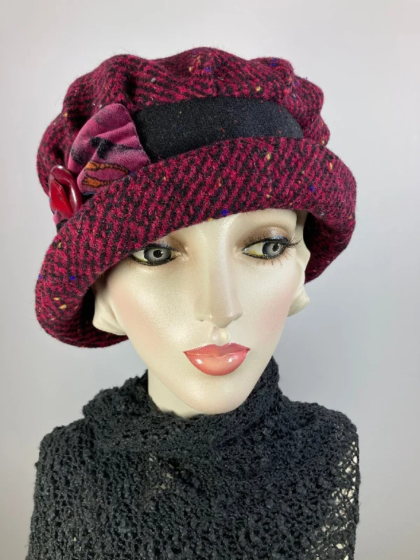 bucket hats for ultimate casual summer looks-Downton Abbey Hat. Shabby chic hat. Black burgundy Cloche Hat. Winter bucket hat. Stylish small Hat. Womens Travel Hat. Great Gatsby Hat.