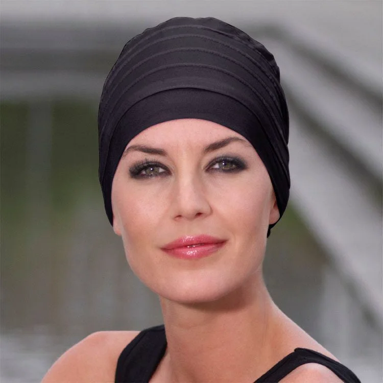 Beanies & Headbands for Active Wear-Christine Yoga Bamboo Turban - Black