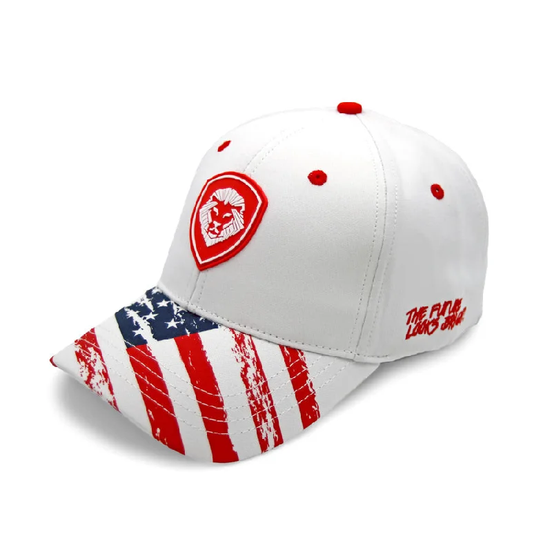 Beanies & Headbands for Sharp Fashion-VT Shield Logo Future Looks Bright Patriotic Flag Snapback Hat