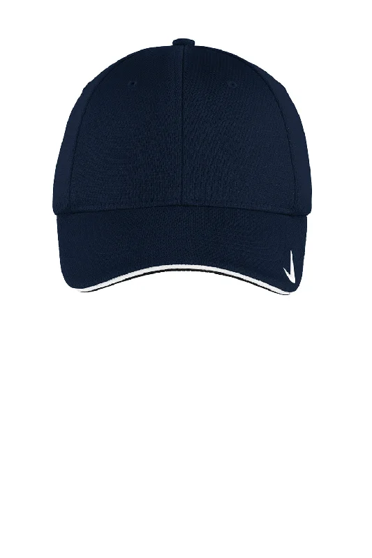 Mens hats with reliable fabric-Nike Mens Dri-Fit Moisture Wicking Stretch Fit Hat - Navy Blue