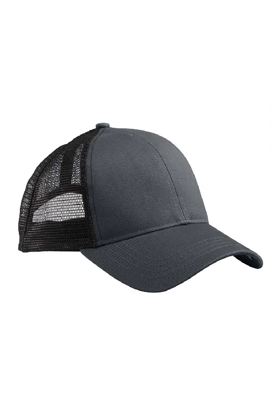 Mens hats with adjustable straps-Econscious Mens Adjustable Trucker Hat - Charcoal Grey/Black