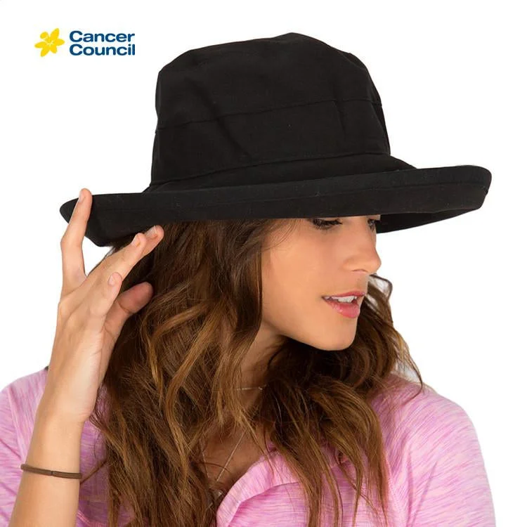 Beanies & Headbands for Frosty Mornings-Cancer Council Ladies Essential Traveller Hat - Black