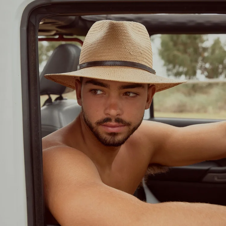 Beanies & Headbands with Grid Look-28 Eastern Zephyr Straw Hat - Tan