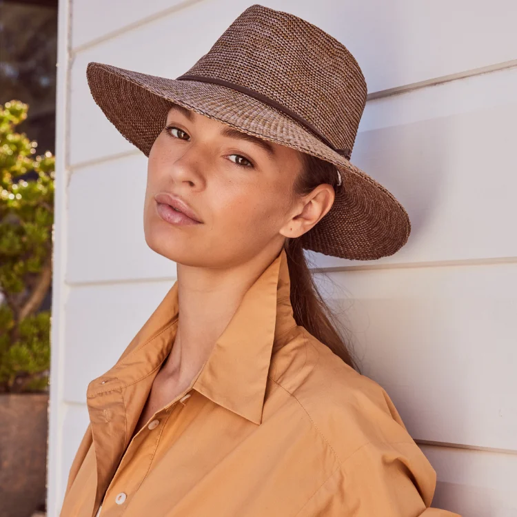 Beanies & Headbands for Night Wear-Cancer Council Ladies Jacqui Mannish Hat - Suede