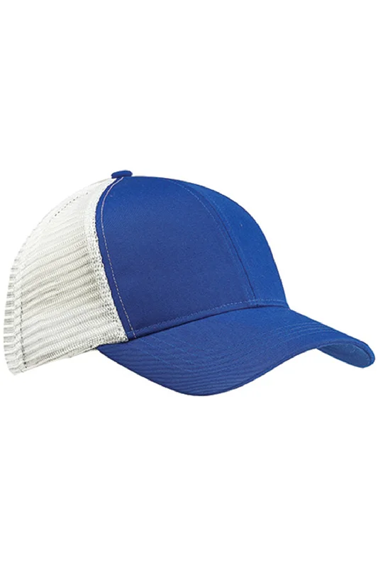 Mens hats with warm lining-Econscious Mens Adjustable Trucker Hat - Royal Blue/White