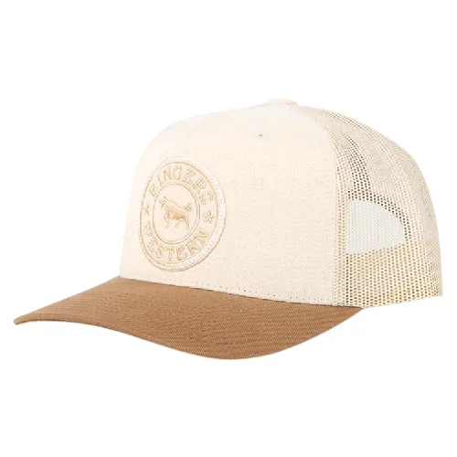 Beanies & Headbands with Knit Pattern-Ringers Western Signature Bull Trucker Cap - Beige/Clay