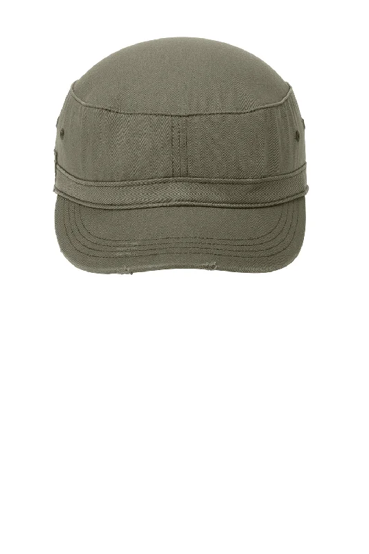 Mens hats for autumn outings-District Mens Distressed Adjustable Military Hat - Olive Green