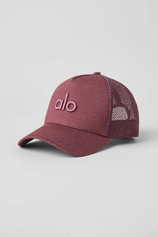 Beanies & Headbands with Grid Look-District Trucker Hat - Burgundy Truffle