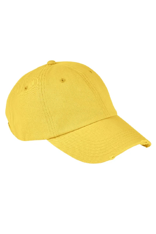 Mens hats for jogging-Authentic Pigment Mens Distressed Adjustable Hat - Squash Yellow